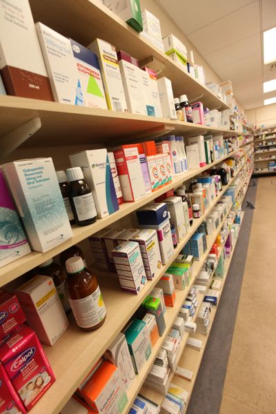 Pharmacy shelves