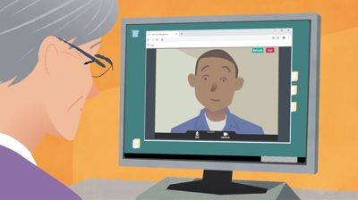 Consultation online call cartoon