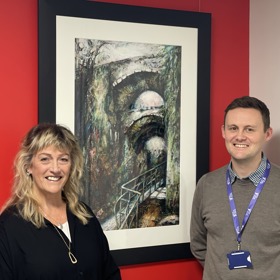 Pauline McGee (Artist) and Mark McGeachie (Director – Fife Health Charity)