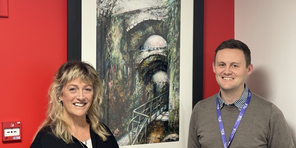 Pauline McGee (Artist) and Mark McGeachie (Director – Fife Health Charity)