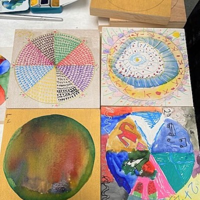 Mandala art circles and patterns created during the project held in St Andrews Community Hospital.